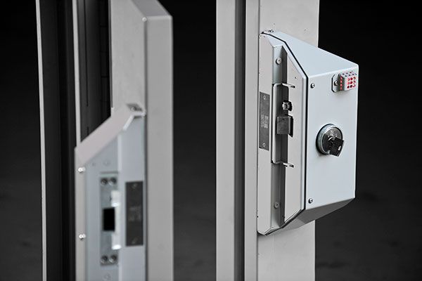 The Wedge installed on a swinging detention door